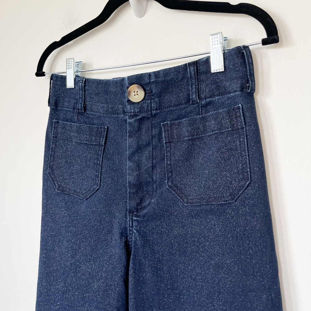 Anthropologie Maeve Collette Sparkle Denim Wide Leg Cropped Pants Womens 26 - Picture 5 of 16